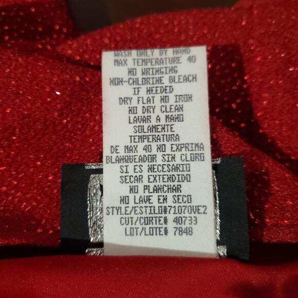 Vtg City Triangles 90s Y2K Glitter Sparkle Stretch Dress Size L Red Vamp Formal - Picture 10 of 13